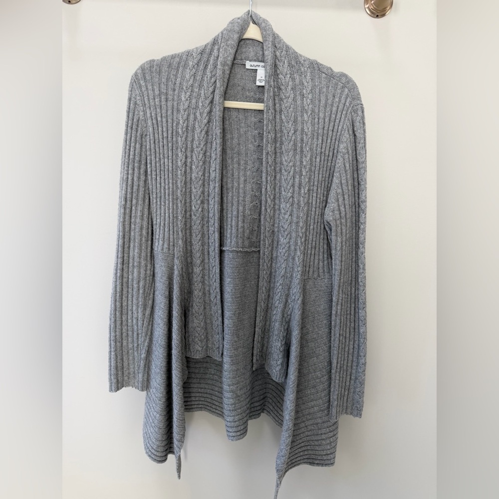 Autumn Cashmere Gray Cable Knit Cardigan Cashmere Wool Size Medium